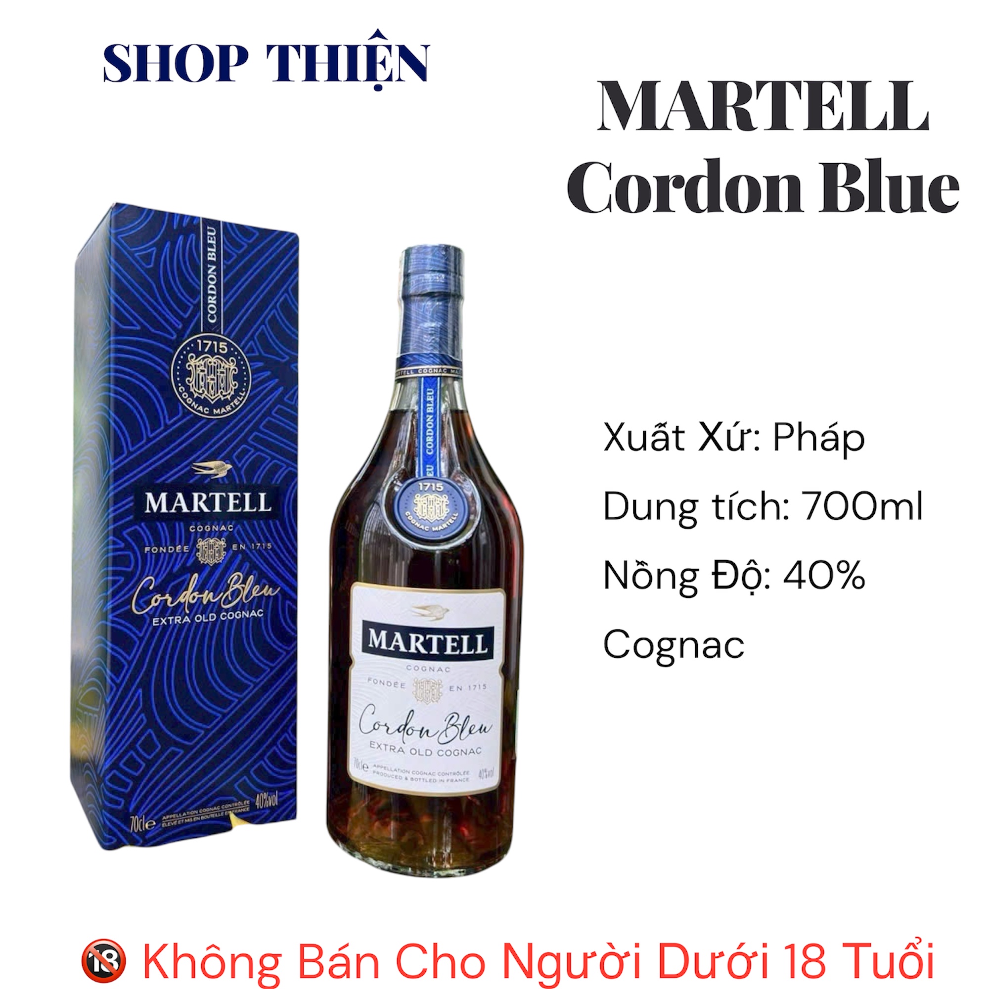 Rượu Martell Cordon Bleu Extra Old Cognac 700ml - Pháp