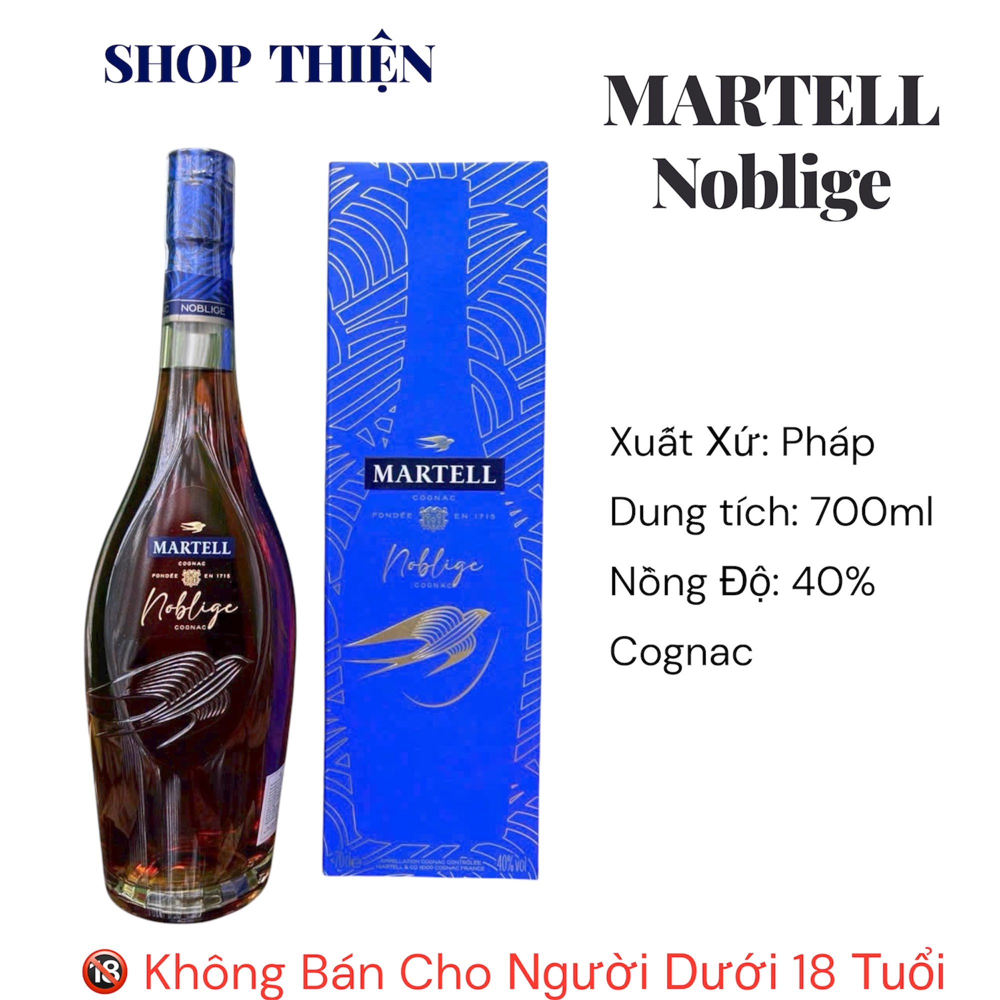 Martell Noblige 700ml 40% | Cognac Pháp Chính Hãng - Quà Biếu Sang Trọng