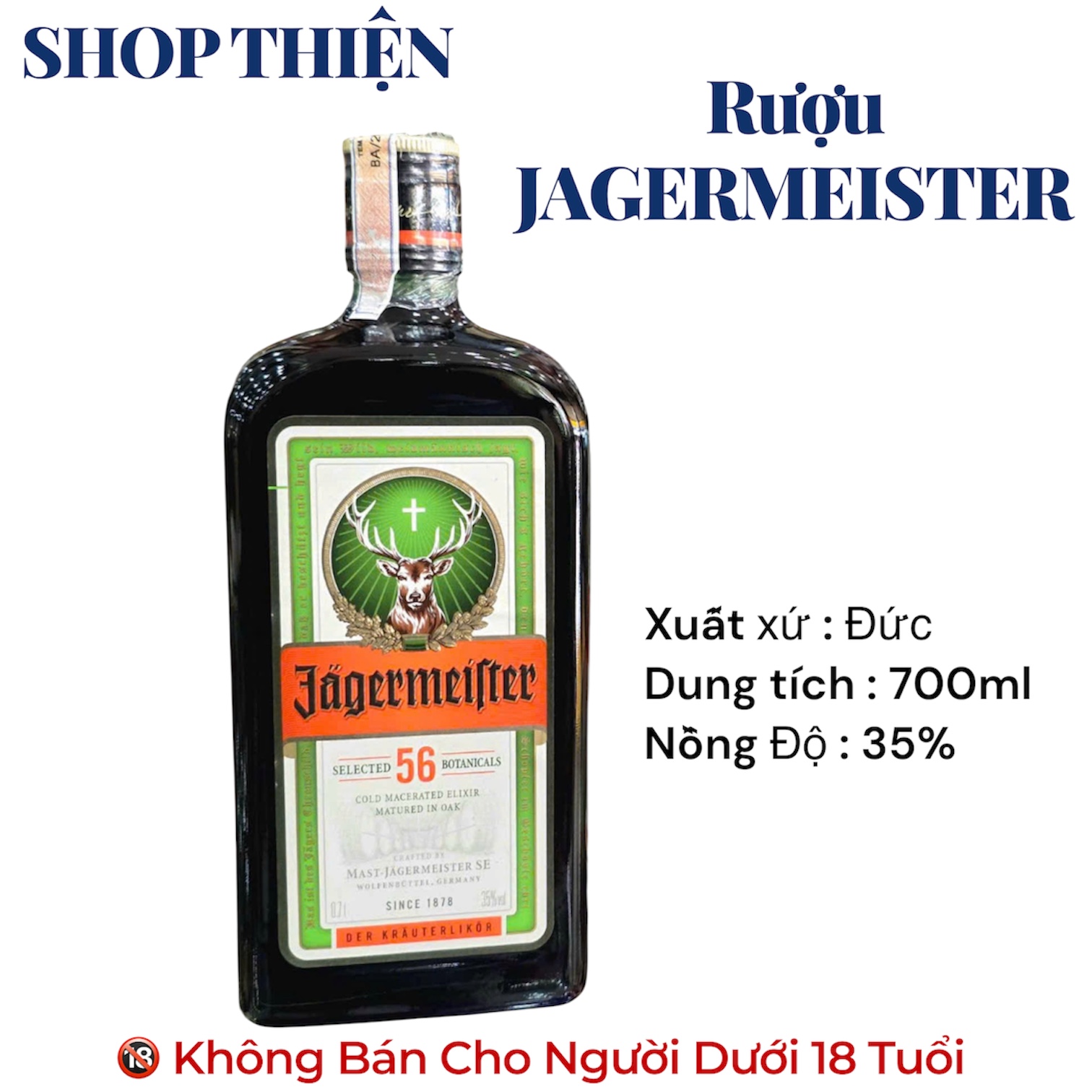 Rượu Thảo Mộc Jägermeister 700ml 35% - Đức