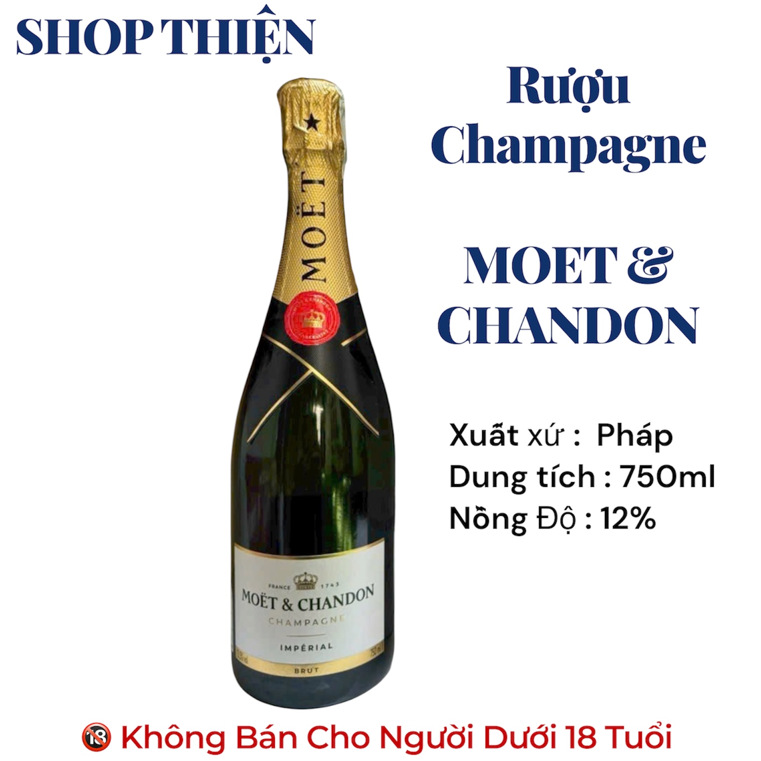 Rượu Champagne Moët & Chandon Impérial Brut 750ml - Pháp