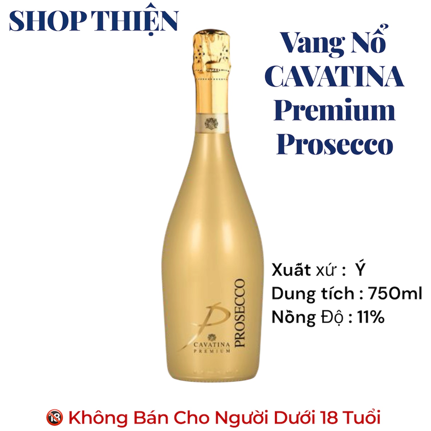 Vang Nổ Ý Cavatina Premium Prosecco DOC 750ml
