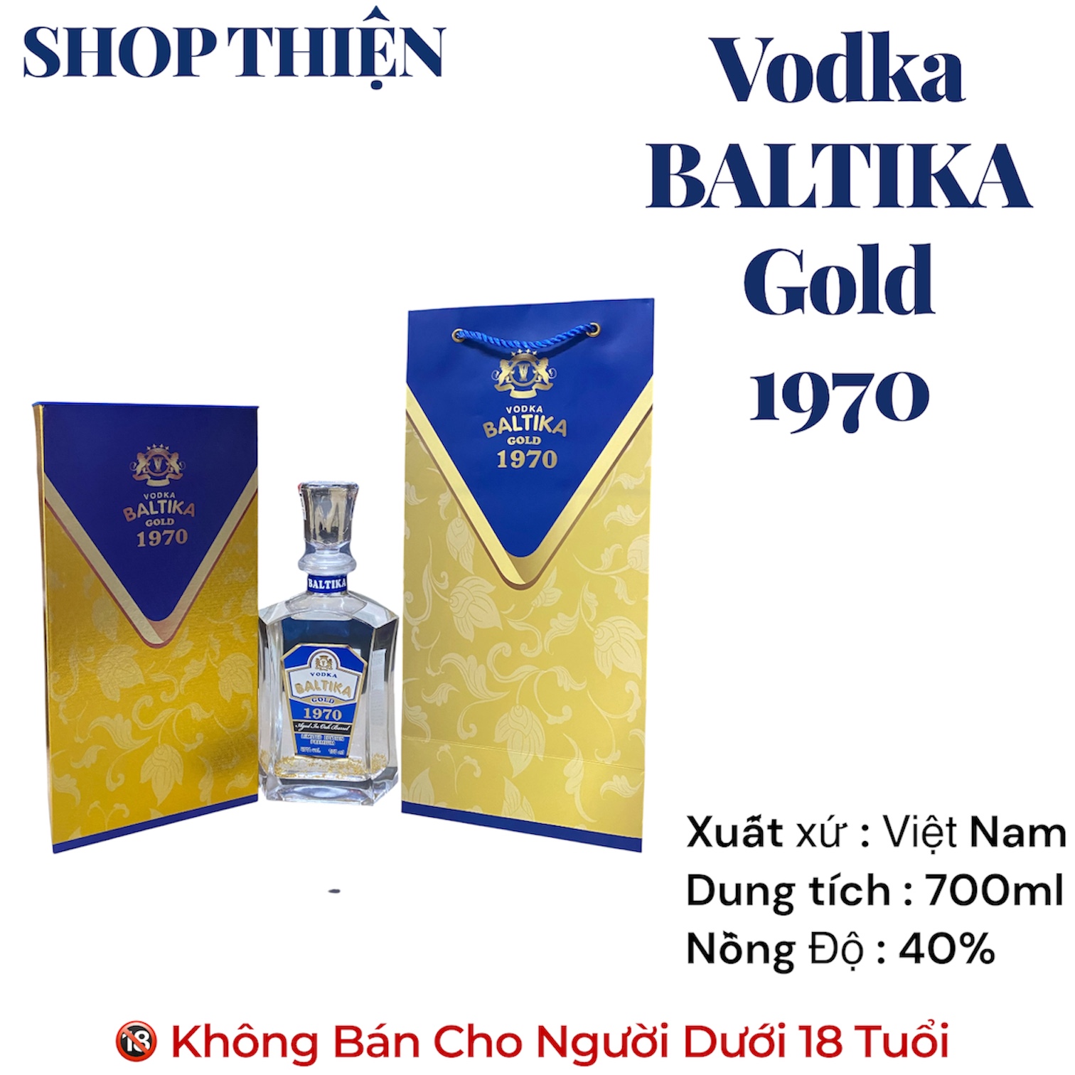 Vodka BALTIKA Gold 1970 700ml 40% - Full Hộp + Túi Xách Sang Trọng - Quà Biếu Tết Cao Cấp