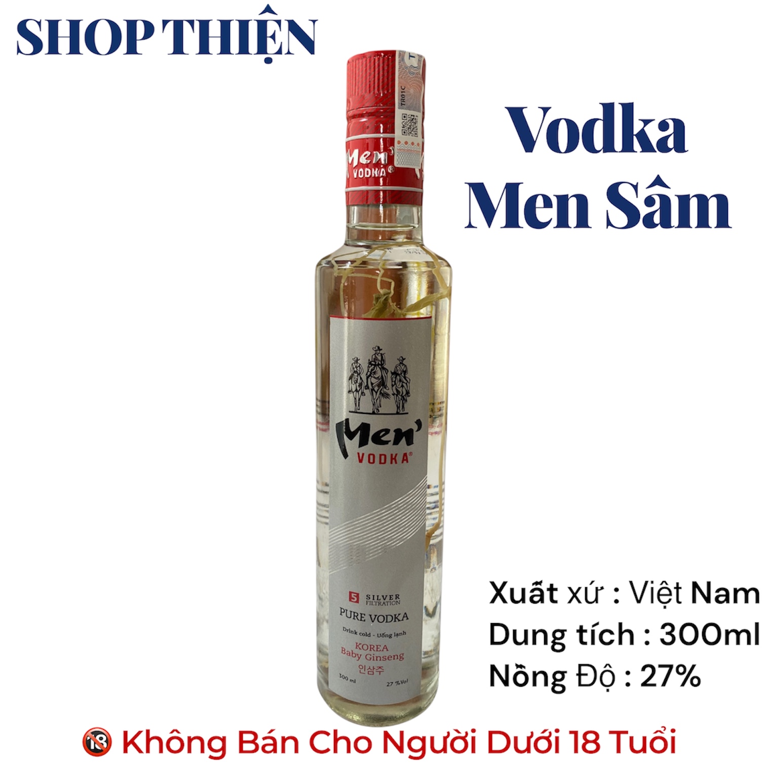 Vodka MEN Nhân Sâm Korea Baby Ginseng 27% 300mlp