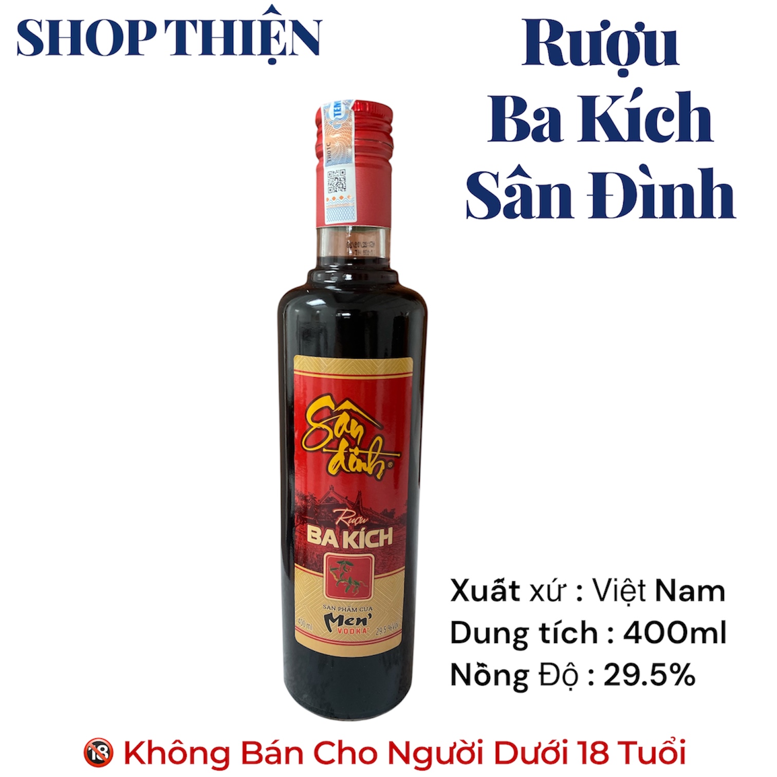 Rượu Ba Kích Sân Đình 29.5% 400ml  Hàng Chính Hãng