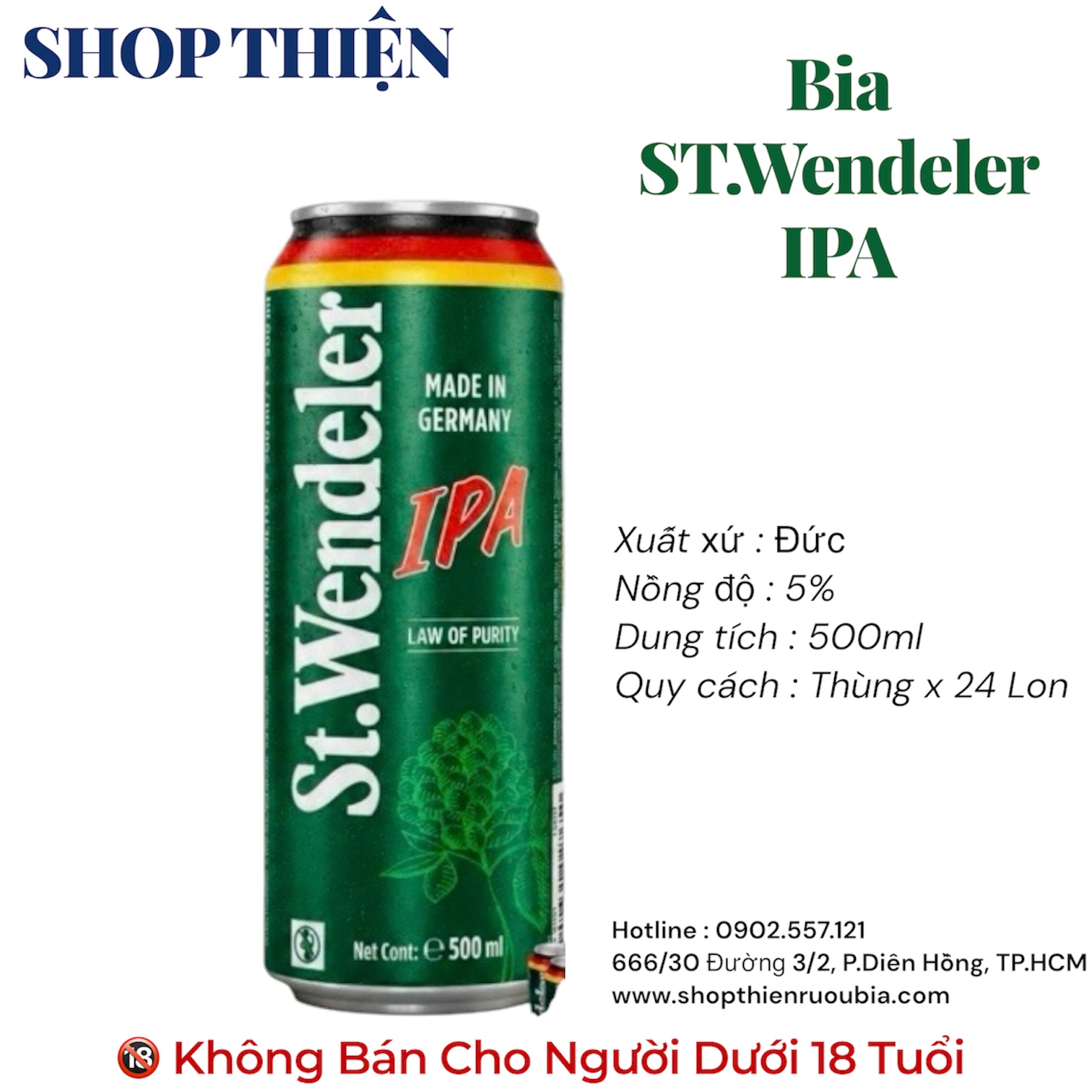 Bia Đức St.Wendeler IPA 5% Lon 500ml - Bia IPA Đậm Chất Đức - Thùng 24 Lon - Karlsbrau