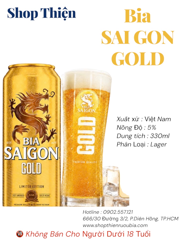 Bia Sài Gòn Gold - Bia Lager Cao Cấp Limited Edition 330ml - 5%