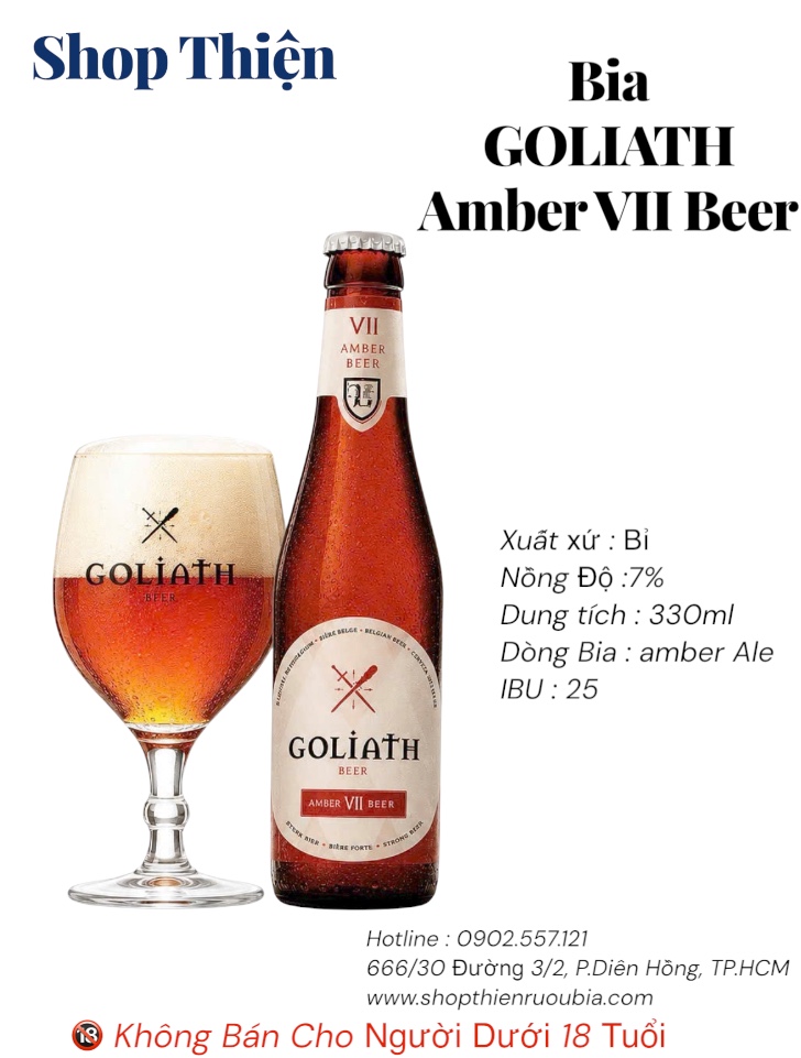 Bia Bỉ Goliath Amber VII Beer 7% - Chai 330ml
