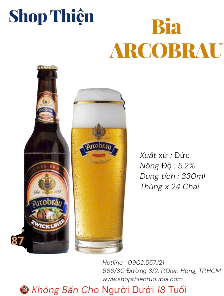 Thùng Bia Đức Arcobräu Zwicklbier 5.2% - 24 Chai x 330ml