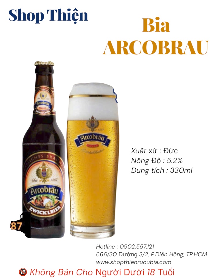 Bia Đức Arcobräu Zwicklbier 5.2% - Chai 330ml