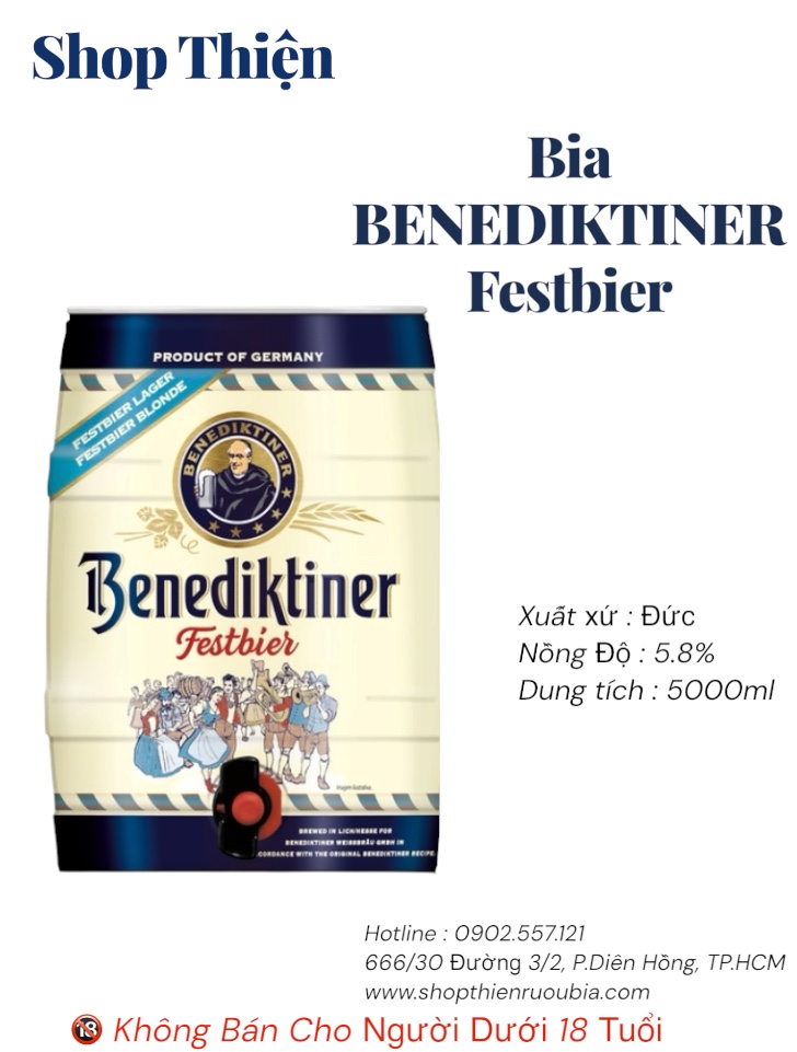 Bia Bom 5 Lít Benediktiner Festbier Lager 5.8% - Bia Lễ Hội Đức - Mini Keg 5L