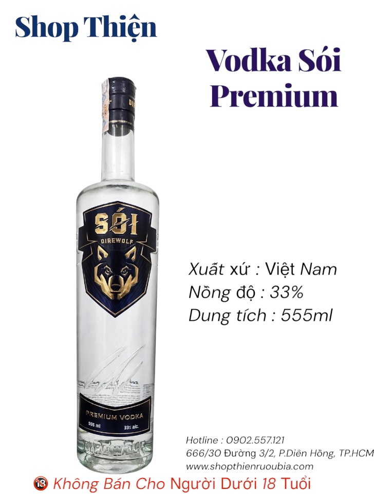 Vodka Sói Premium Direwolf - 555ml 33% - Vodka Việt Nam Cao Cấp