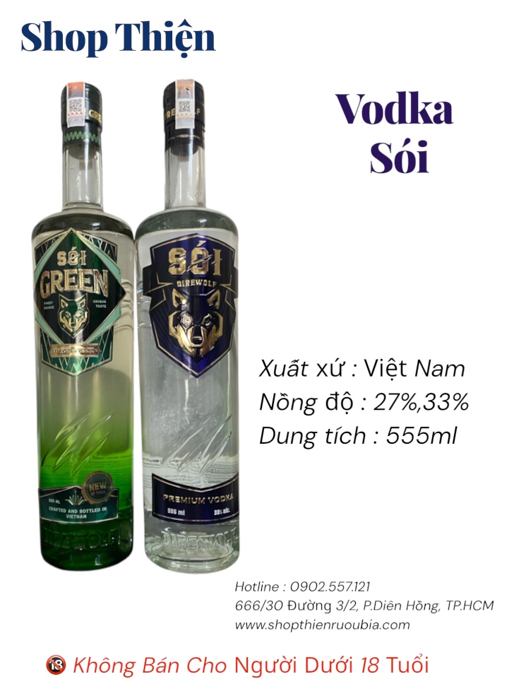 Vodka Sói GREEN 27.5% & Sói Direwolf 33% - 555ml - Shop Thiện