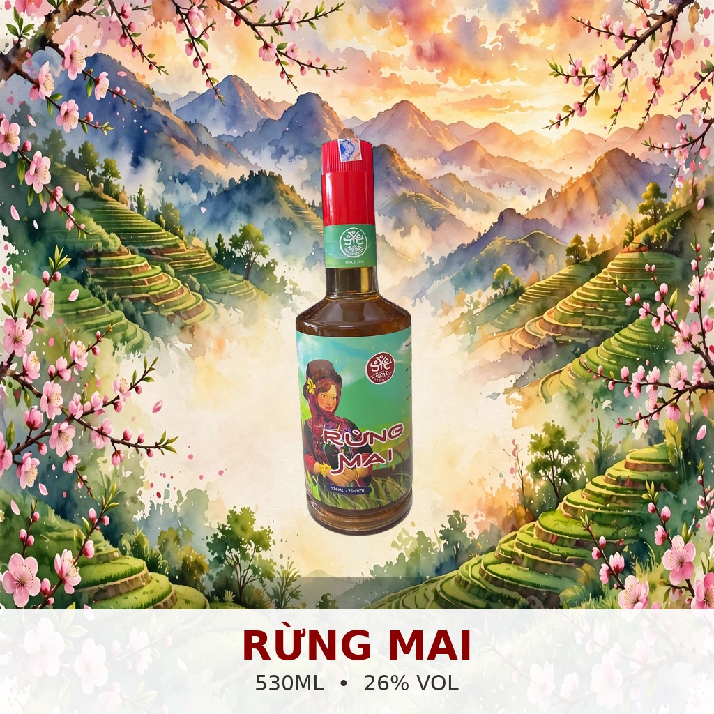Rượu Rừng Mai 530ml 26% Vol -  Craft Distillery - Mai Rừng Lào Cai - Vị Umeshu Nhật Bản - Rượu Quả Đặc Sản Tây Bắc