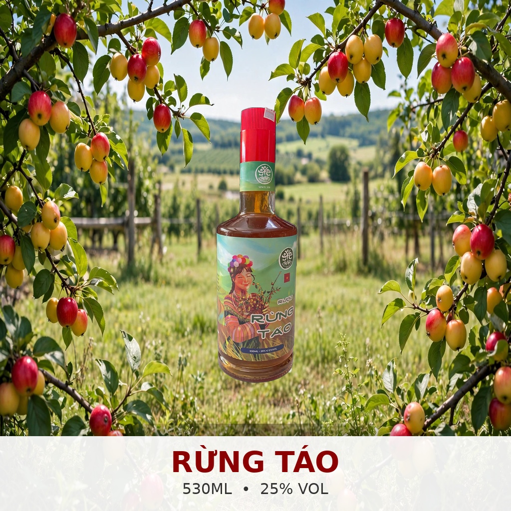 Rượu Rừng Táo 530ml 25% Vol - Mầm Craft Distillery - Táo Mèo Rừng Tây Bắc - Rượu Quả Đặc Sản - Vị Chát Ngọt Đậm