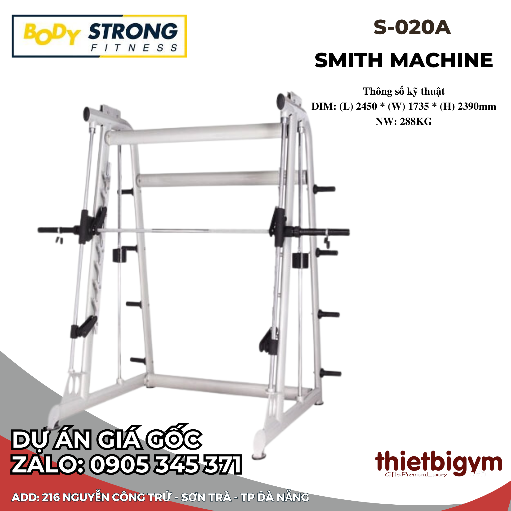 Máy Smith tạ đòn BodyStrong S-020A