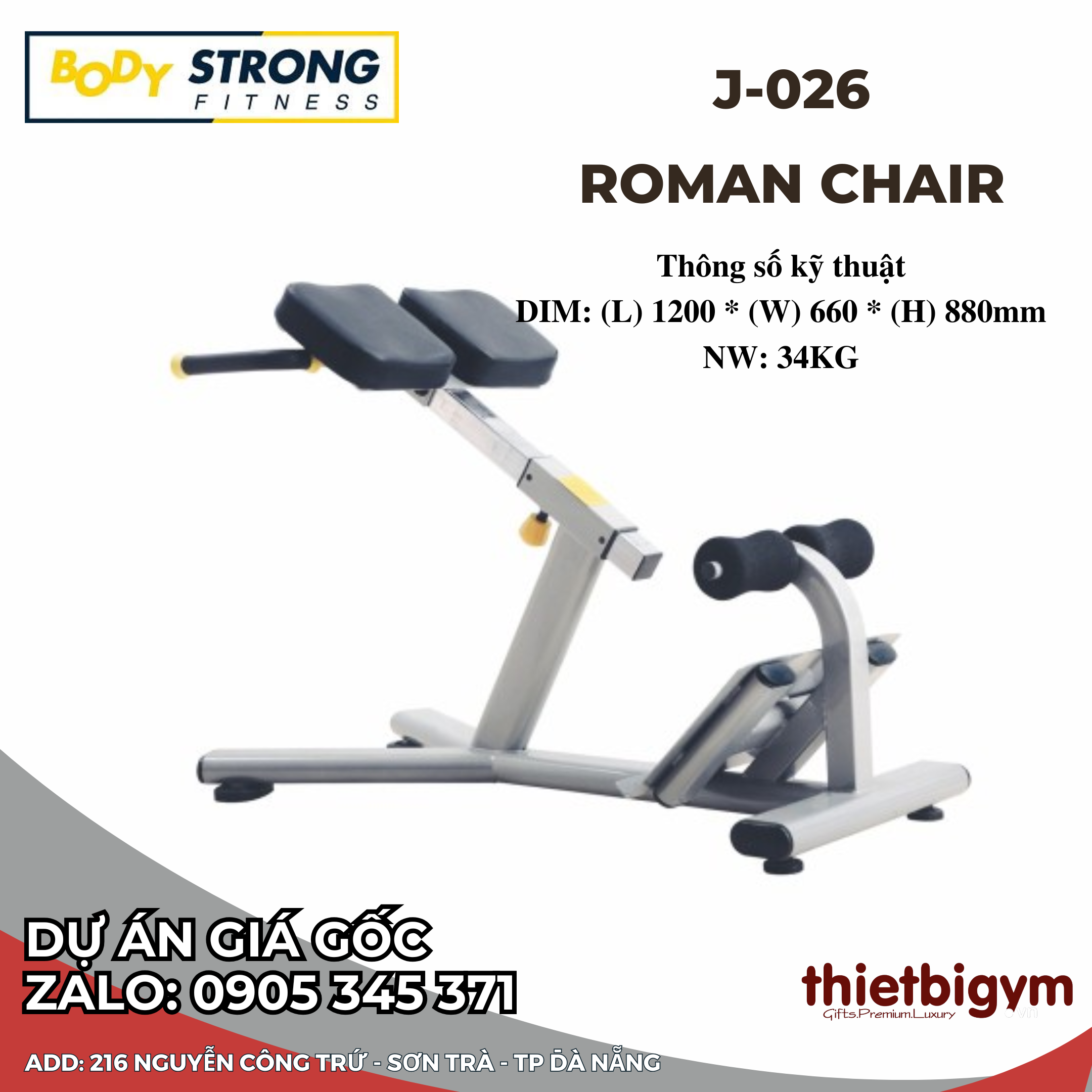 Ghế Roman tập bụng BodyStrong J-026