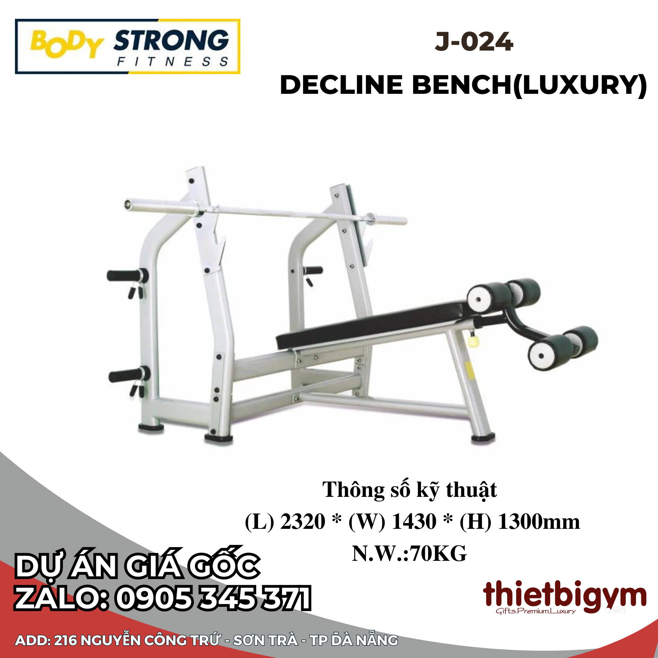 Ghế tập ngực decline(cao cấp) BodyStrong J-024
