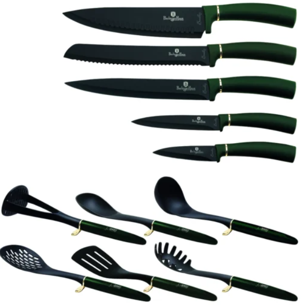 Bộ dao và dụng cụ nấu ăn Berlinger Haus BH/6250NA – Emerald collection xanh  lục
