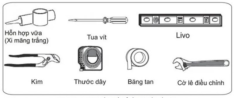 Dụng cụ cần chuẩn bị trước khi lắp bồn cầu