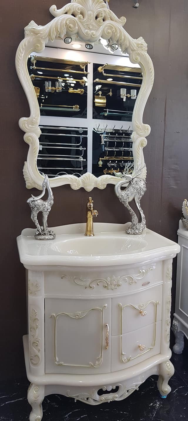 Tủ chậu Lavabo đá tân cổ điển cao cấp M6-80CM