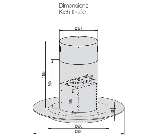 Máy hút mùi đảo Lorca TA-6009 – 90
