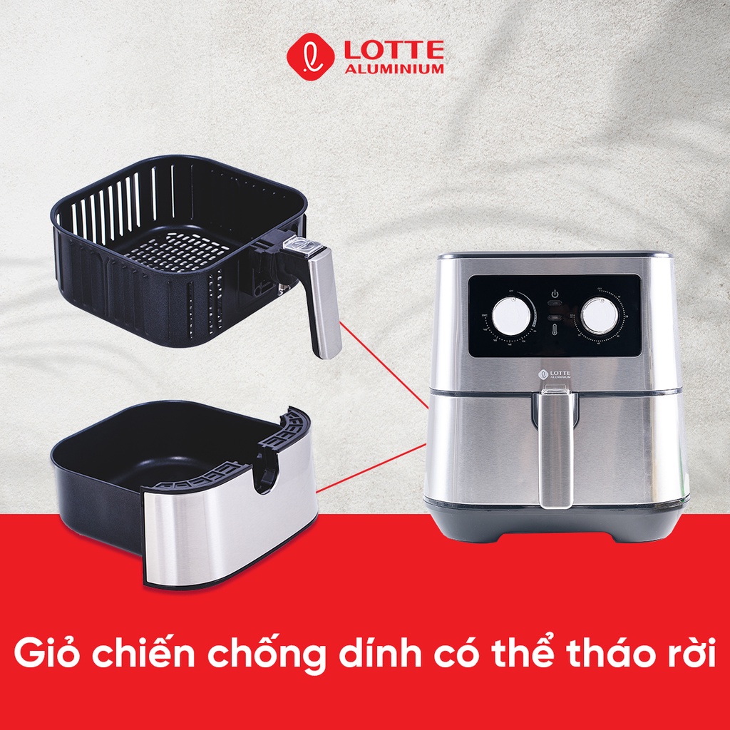 Nồi Chiên Không Dầu LOTTE ALUMINIUM 5.5L - công nghệ Air Fryer (LTS-AF5SM)