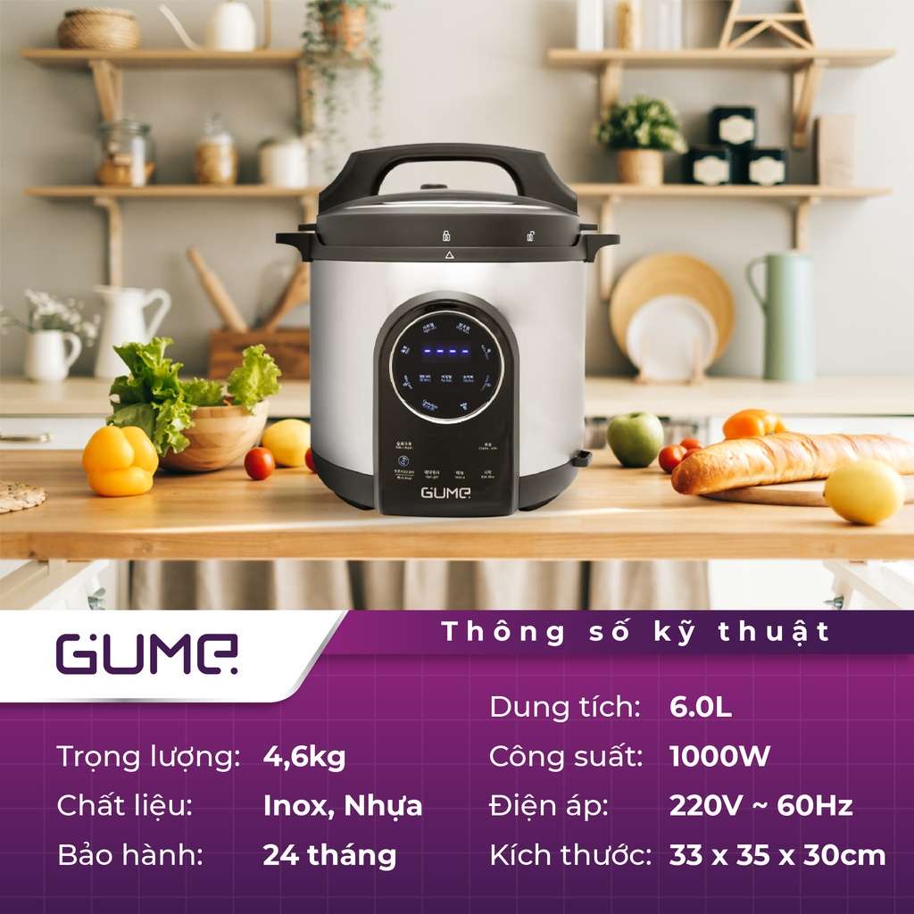 Nồi Áp Suất Điện Tử Đa Năng GUME Dung Tích 6L