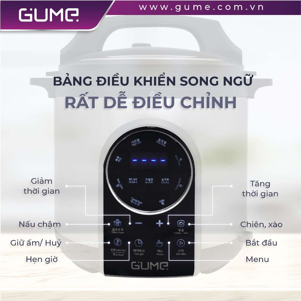 Nồi Áp Suất Điện Tử Đa Năng GUME Dung Tích 6L