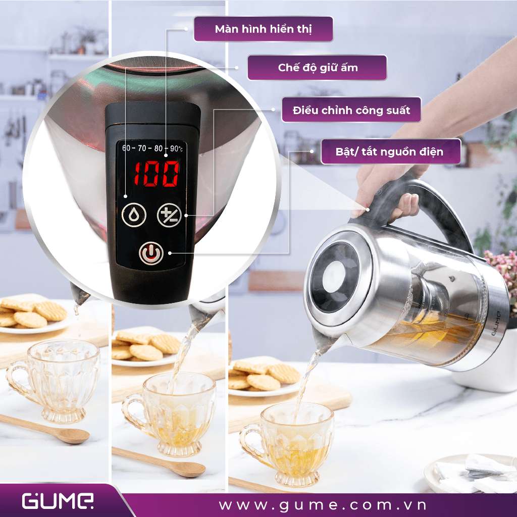 Ấm đun siêu tốc phím cảm ứng 1.7L GUME - GMEK-2201