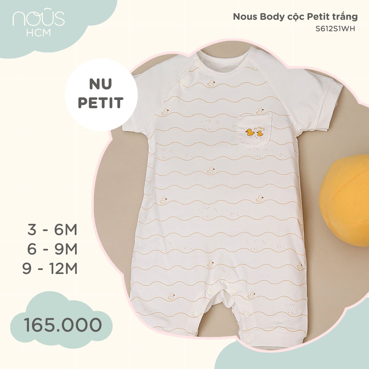 Nous body cộc Petit trắng