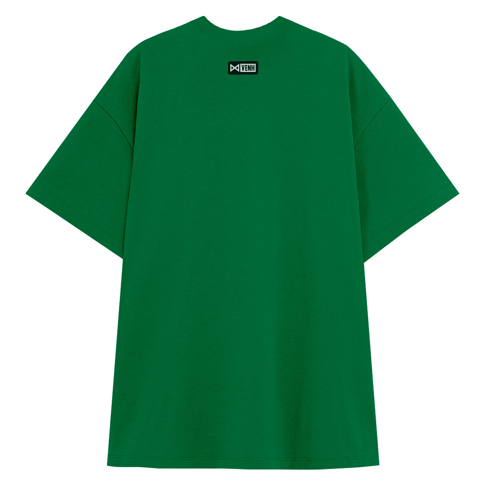 Áo Thun Màu Xanh Lá Trơn Cổ Tròn Nam Nữ, Form Rộng Dáng Unisex