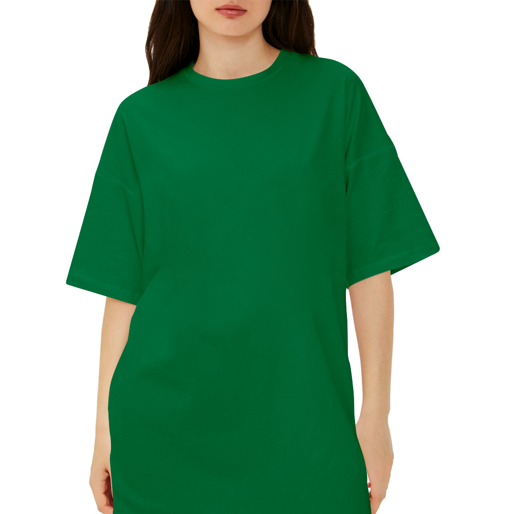 Áo Thun Màu Xanh Lá Trơn Cổ Tròn Nam Nữ, Form Rộng Dáng Unisex