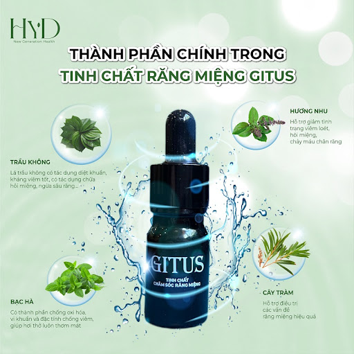 Thành phần chính có trong tinh chất răng miệng 10ml GITUS