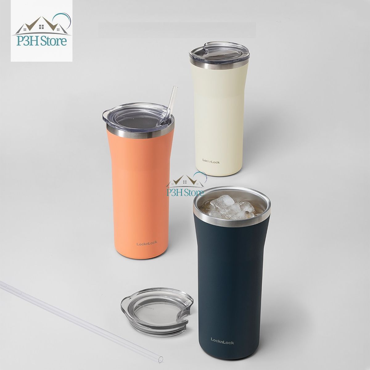 Bình giữ nhiệt Lock&Lock Daily Essential tumbler 870ml thép không gỉ kèm ống hút và cọ rửa LHC4325