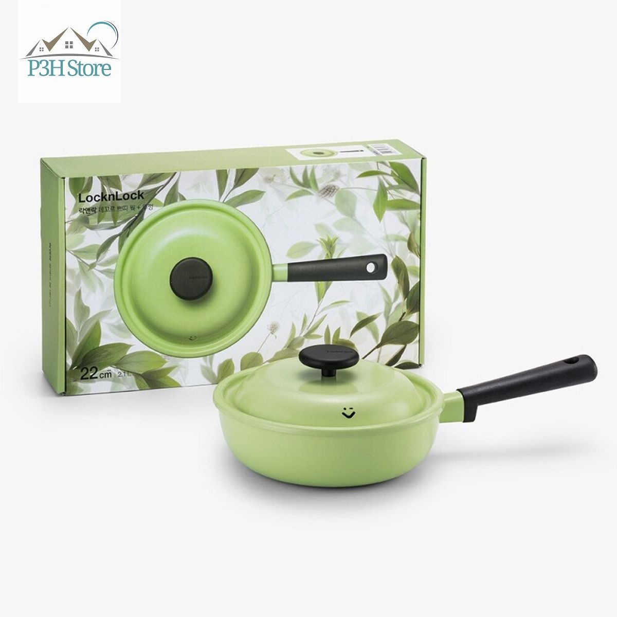 Chảo chống dính 22cm Lock&Lock Decore 1 tay cầm kèm nắp sử dụng được trên bếp từ LDE1227IH