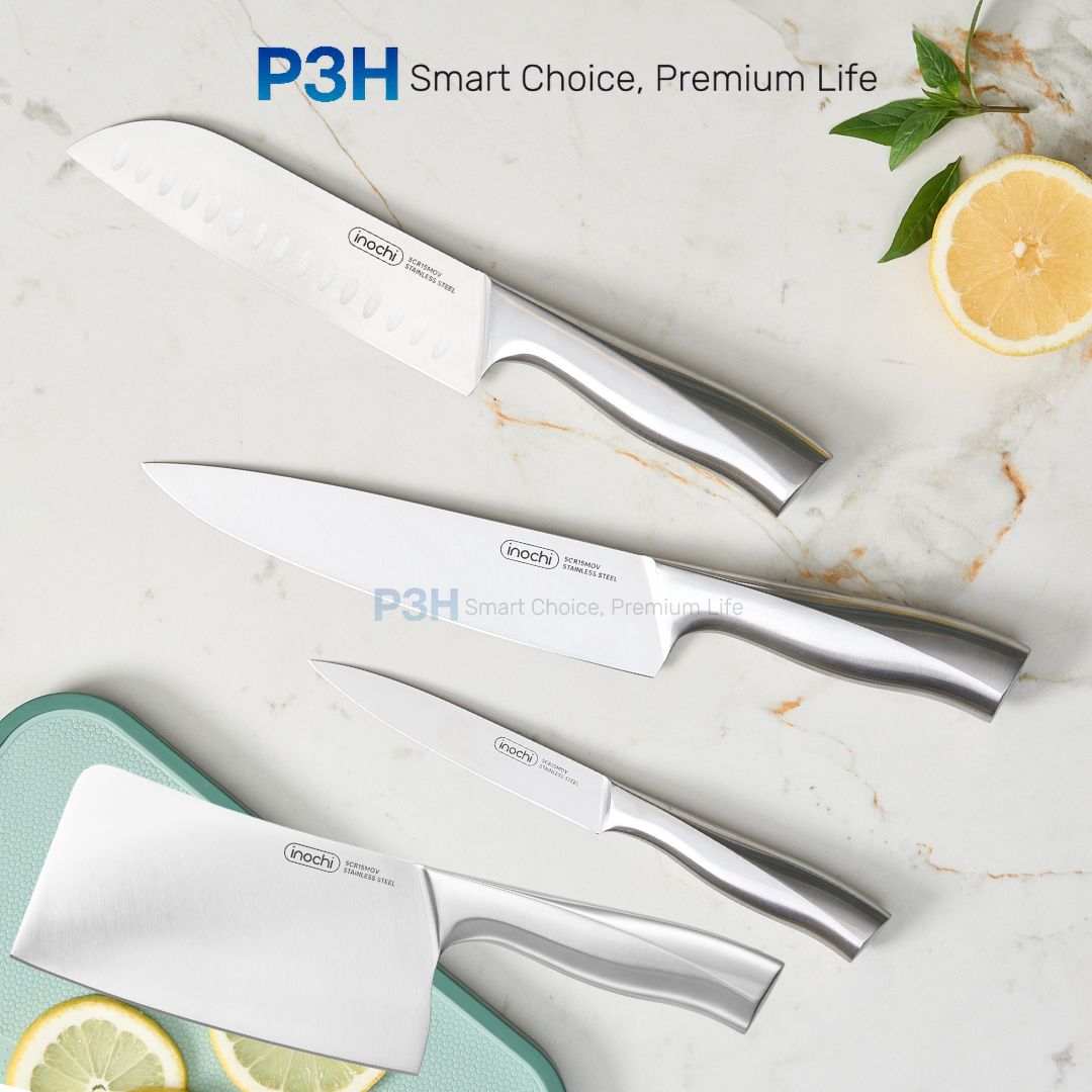 Dao thái Dao Santoku Dao gọt cán liền nguyên khối Inochi Sakai SLEEK chất liệu thép cứng cáp sắc bén P3H
