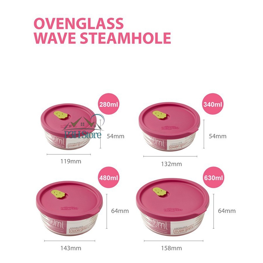 Hộp thủy tinh chịu nhiệt nắp silicone Lock&Lock OvenGlass Wave Steam Hole LLG741 LLG751 LLG761 LLG771