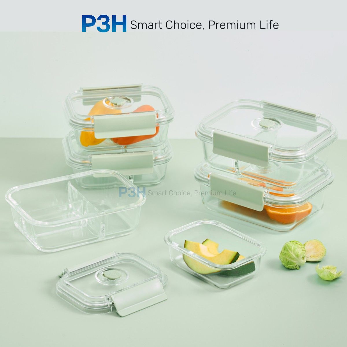 Hộp thủy tinh chịu nhệt Inochi Nikko Valve có lỗ thoát hơi khóa cài 2 chấu P3H