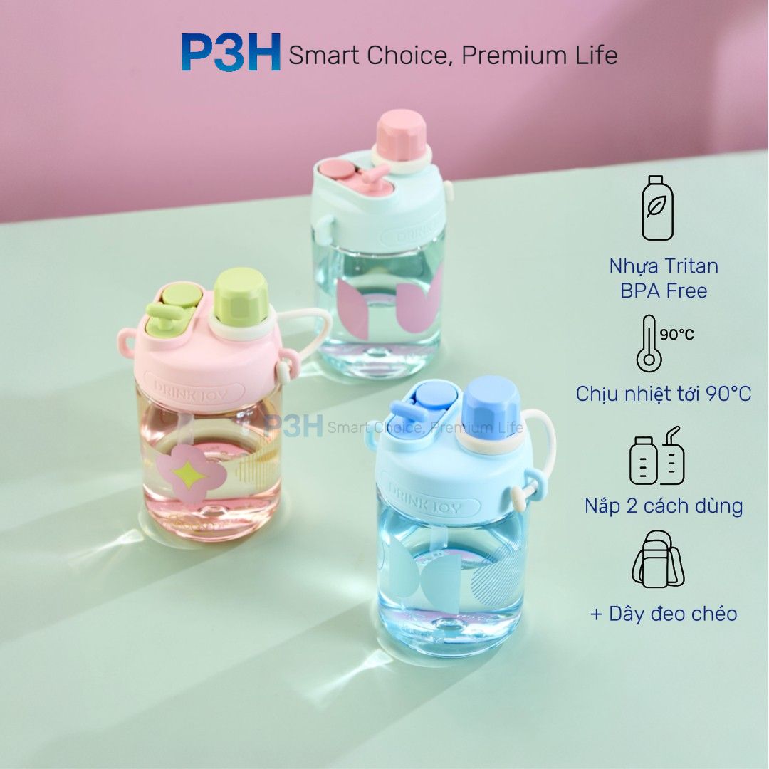 Bình nước nhựa Tritan Inochi Kita GLEE 560ml nhỏ gọn cá tính dễ dàng mang theo hằng ngày P3H