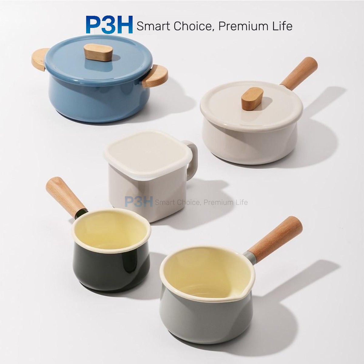 Nồi Tráng Men Lock&Lock Suit Mellow – Thiết Kế Tối Giản, nhỏ gọn nhiều kích cỡ dùng được bếp từ P3H