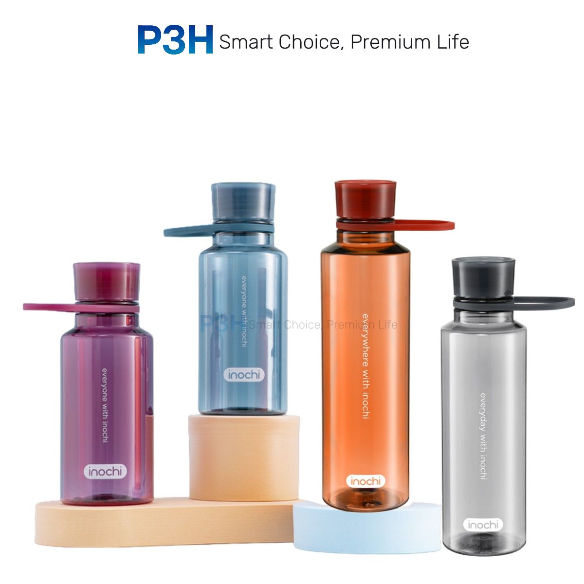 Bình nước thể thao nhựa Tritan Inochi Kita Slim 350ml, 500ml, 700ml nắp vặn kín nước quai xách tiện lợi P3H Store