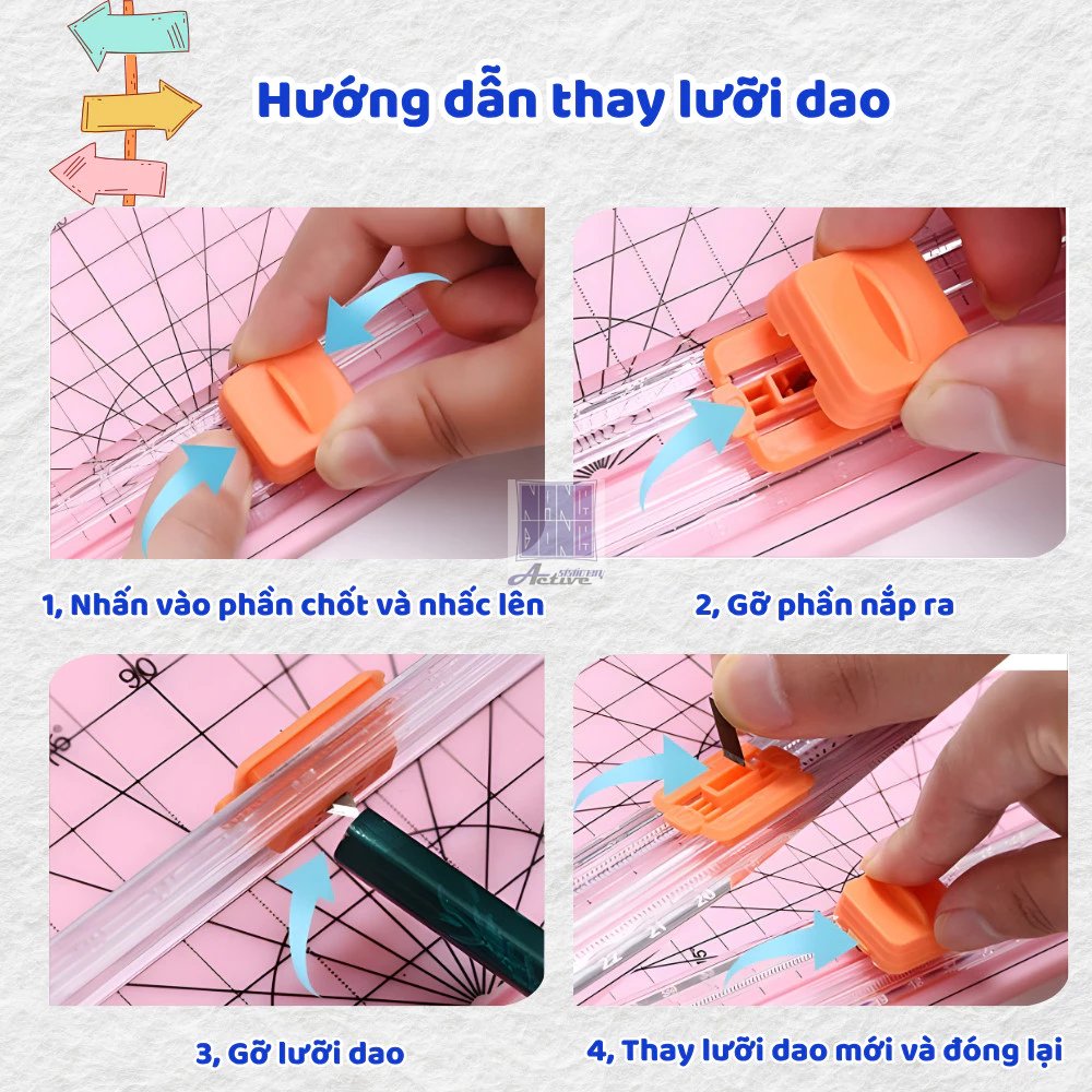 Bàn cắt giấy nhựa mini A4 dao trượt - Có Thước
