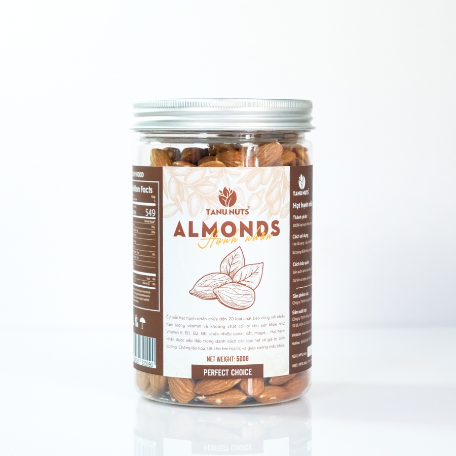 Hạt hạnh nhân sấy chín TANU NUTS, hạnh nhân rang Mỹ hạt ngũ cốc dinh dưỡng tốt cho bà bầu