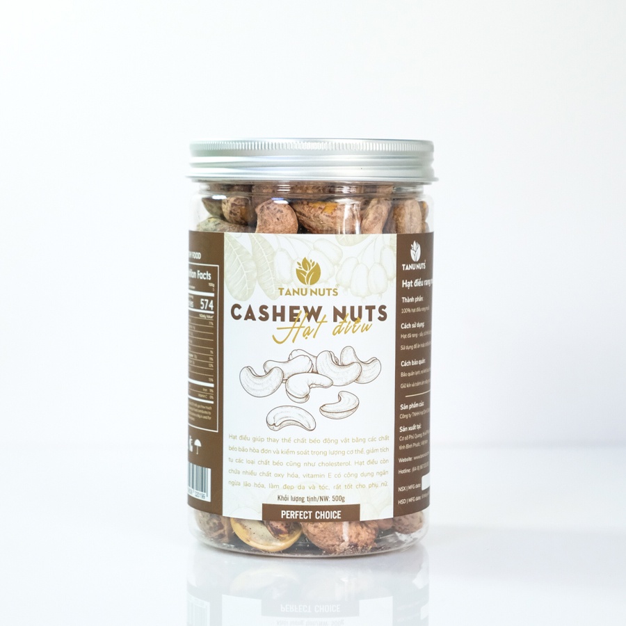 Hạt điều rang muối nguyên hạt TANU NUTS, hạt điều rang muối Bình Phước thơm ngon