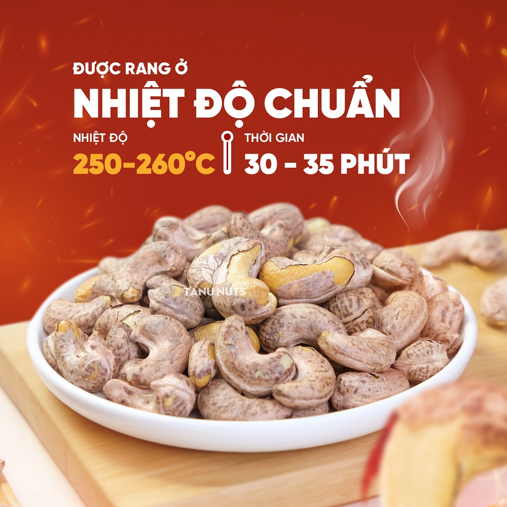 Hạt điều rang muối nguyên hạt TANU NUTS, hạt điều rang muối Bình Phước thơm ngon