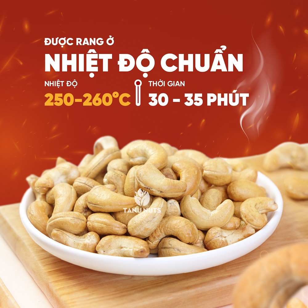 Nhân hạt điều tách vỏ rang muối TANU NUTS, hạt điều rang muối Bình Phước dinh dưỡng