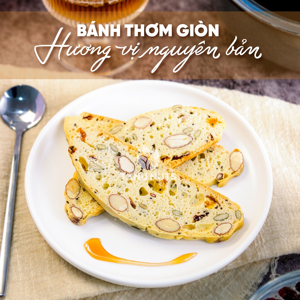 Bánh biscotti TANU NUTS 250g, biscotti ăn kiêng mix hạt dinh dưỡng tốt cho gym, yoga.