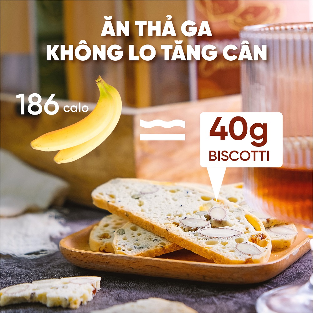 Bánh biscotti TANU NUTS 250g, biscotti ăn kiêng mix hạt dinh dưỡng tốt cho gym, yoga.