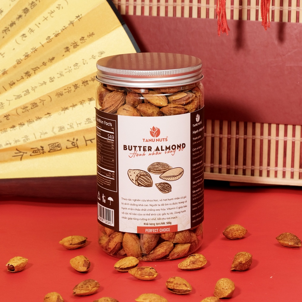 Hạnh nhân rang bơ TANU NUTS, hạt hạnh nhân Mỹ vỏ mỏng, hạnh nhân mật ong