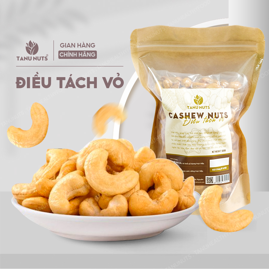 Nhân hạt điều tách vỏ rang muối TANU NUTS, hạt điều rang muối Bình Phước dinh dưỡng